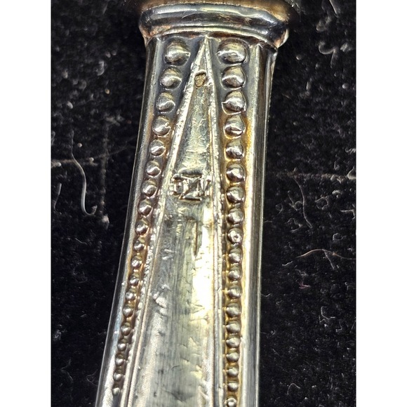 Antique 800 Silver Butter Knife Early 1900s Beaded Border Spreader 7.5in Good - Picture 3 of 7